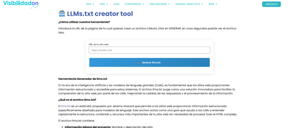 Herramienta de creación de LLMs.txt